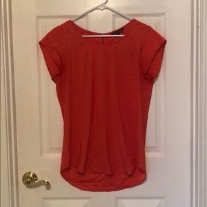 Coral colored polyester EXPRESS top, small